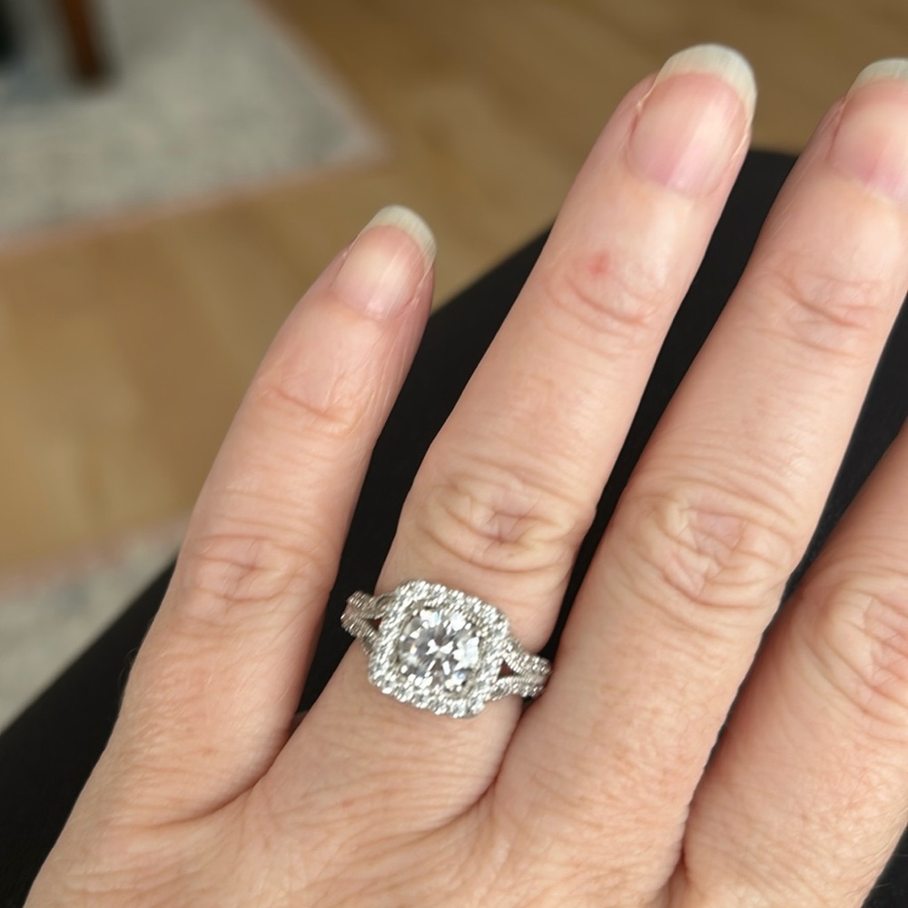 Synthetic diamond halo ring